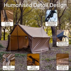 Spacious Wall Tent with a Stove Jack, Featuring a Snow Skirt And a Zippered Carrying Bag