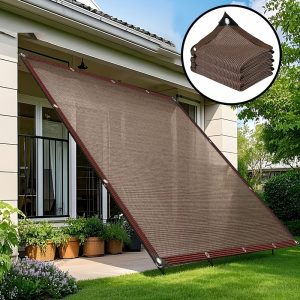 Shade Cloth, 90% Sunshade Rate Gardening Sunscreen Net, with Buckle Mesh Tarpaulin, Suitable for Plant Coveru002FPatio Sunshadeu002FGarden Pergolau002FGreenhouseu002FCarport Kennel, Coffee Brown, 1pc