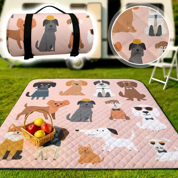 1pc, Cute Dog Pattern Print Picnic Mat, Foldable and Portable, Perfect for Travel, Camping, and Flower Watching | Ideal as a Family Gift, Suitable for All Seasons, Essential Camping Picnic Mat