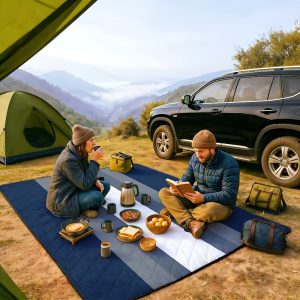 1pc, Minimalist Style Pattern Printed Outdoor Camping Picnic Mat 200X200, Large Picnic Mat, Comfortable, Foldable And Portable, Suitable for Travel, Camping, Hiking, Lawn Parks And Other Scenes