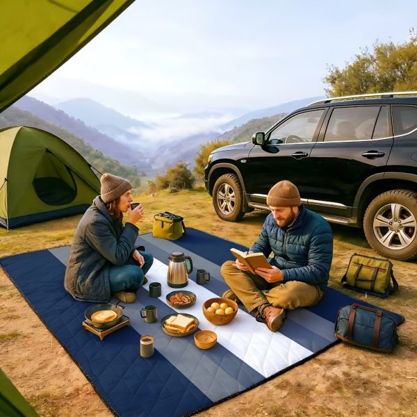1pc, Minimalist Style Pattern Printed Outdoor Camping Picnic Mat 200X200, Large Picnic Mat, Comfortable, Foldable And Portable, Suitable for Travel, Camping, Hiking, Lawn Parks And Other Scenes