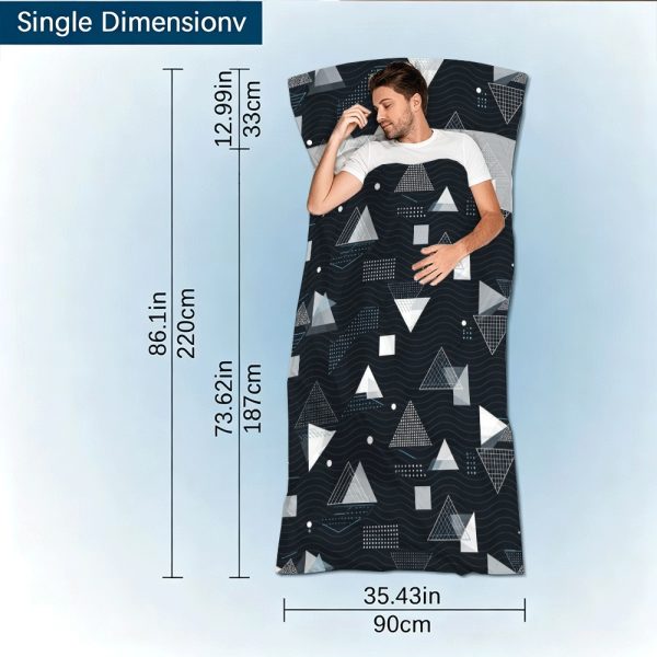 1-Person Lightweight Portable Sleeping Bag & Liner Suitable for Camping, Hiking - Dark-Toned Geometric Texture 2D Printed Polyester Fiber Bedroll, - u002FOutdoor Use as Mat or Shelter for, Compact for Backpacking Gear