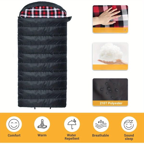 0 Degree Sleeping Bag Flannel XXL Cold Weather Winter Oversized Sleeping Bag for Adults Camping Big and Tall with Compression Sack