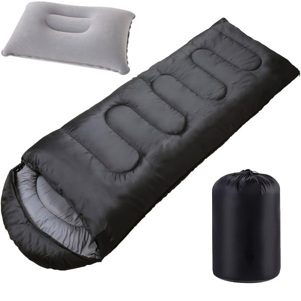 Camping Sleeping Bag with Pillow & Compression Sack, Lightweight 3 Season Sleeping Bag Set for Adults, Comfortable Sleep System, Camping Gear for Hiking, Backpacking, Outdoor Adventures, Travel & Emergency Use.