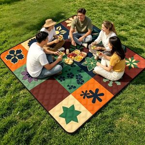 Extra Large High Quality Picnic Blanket,Outdoor Mat, 3 Layer Cushioned Beach Blanket, Foldable with Strap for Camping, Hiking, Park, Lawn and Concerts, 78 X 78 Inch